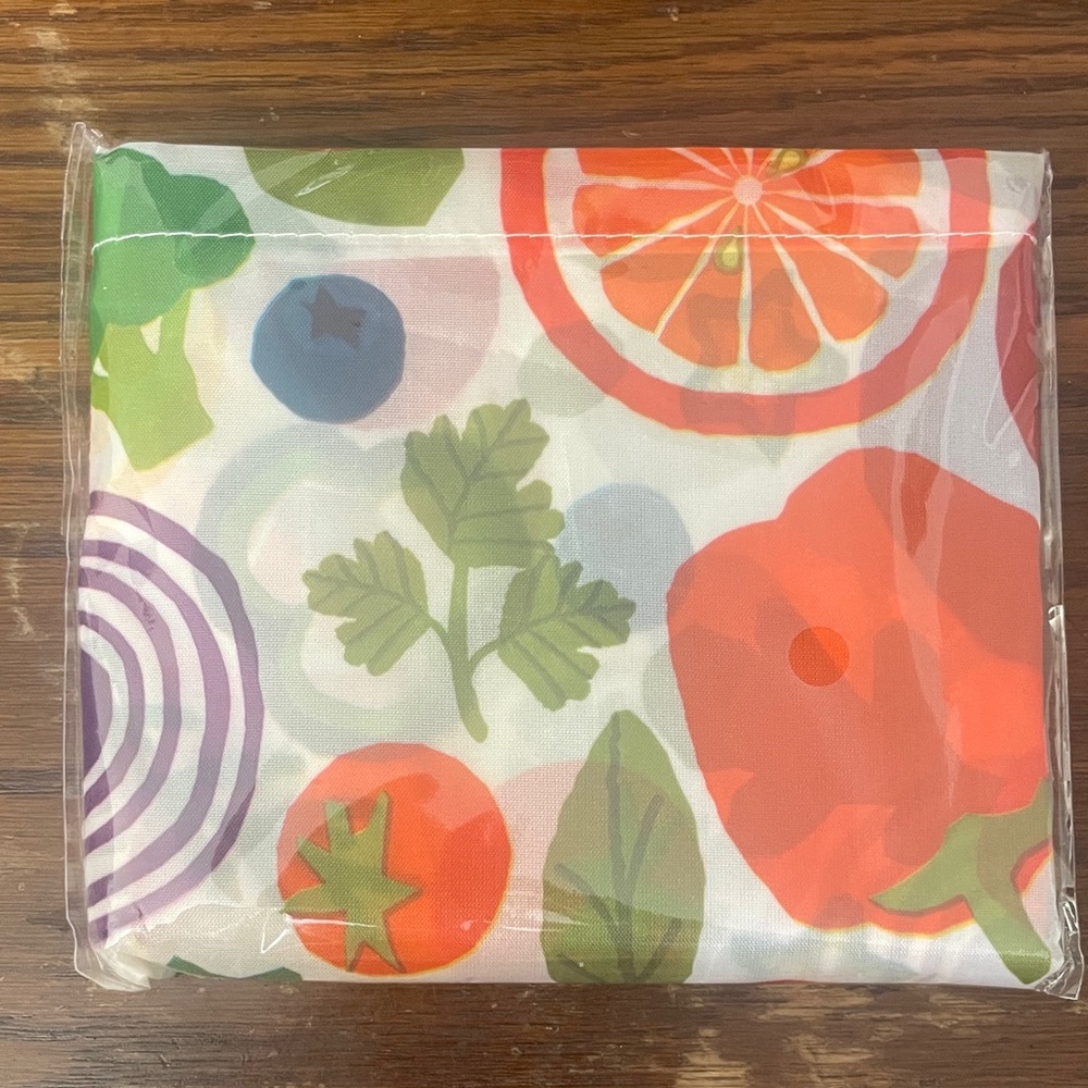Colorful Vegetable reusable fold up tote